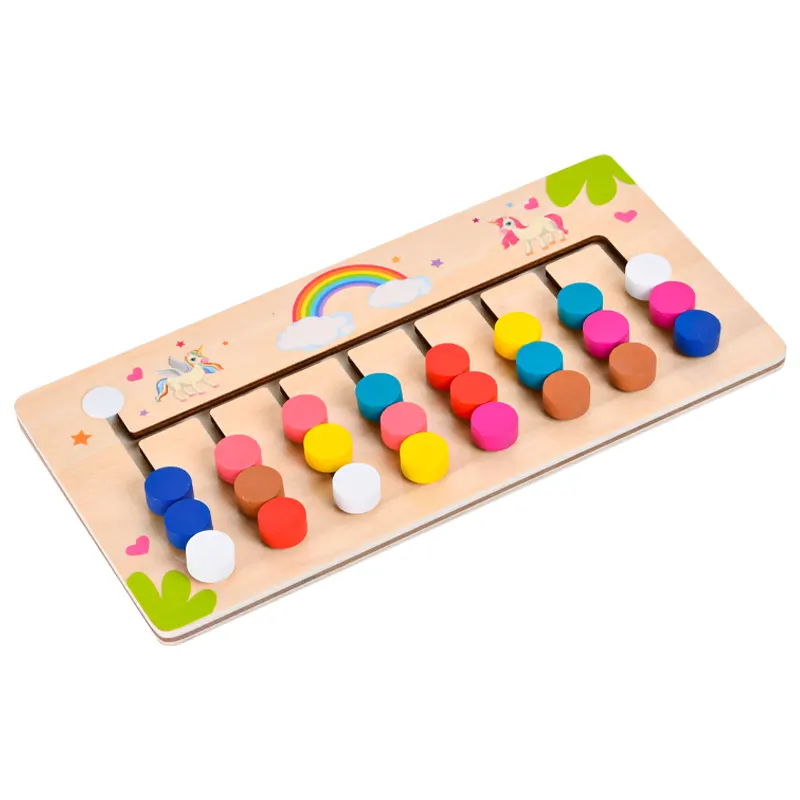 New Educational Eight Color Pairing Game Wooden Color Cognition Chess Game Montessori Intellectual Development Toys