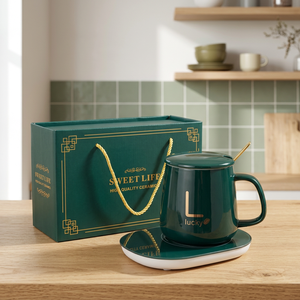 Ensemble cadeau d'affaires, tasse à café auto-chauffante avec impression sérigraphique exquise, tasse intelligente à contrôle de température, chauffe-tasse sans fil - Product Image 3