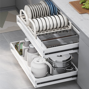 Extendable Kitchen <b>Storage</b> <b>Basket</b> L Size Retractable Dish Rack Cabinet Organizer Rectangle Shape <b>Wall</b> Mounted - Product Image 1