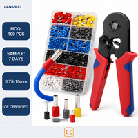 Kit de cosses à sertir en cuivre 0,75-10 mm pour fils AWG 23-7, avec pince à sertir et outil, plaqué étain pour câblage