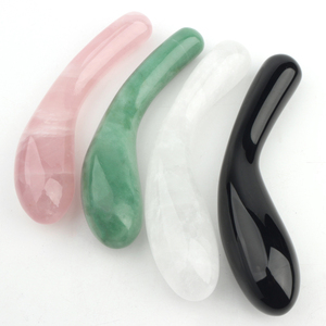 प्राकृतिक रोज क्वार्ट्ज क्रिस्टल वक्र Dildo मालिश योनि की छड़ी - Product Image 1