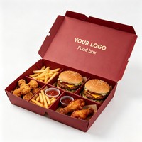 Boîte à hamburger de haute qualité en carton avec intercalaire, encre à base de soja, pour vente en gros, emballage à emporter pour hamburgers, frites et snacks