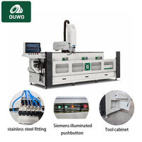 Machine de perçage et de fraisage CNC à servo de haute précision contrôlée par PLC à 3 axes OUWO pour la production de cadres de fenêtres en aluminium 3200 mm