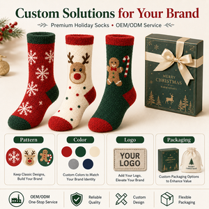 <span class=keywords><strong>Calcetines</strong></span> Antideslizantes de Felpa Personalizados para Navidad, Juego de Regalo de 3 Pares, <span class=keywords><strong>Calcetines</strong></span> de Invierno Suaves y Afelpados con Logotipo OEM ODM y Empaque - Product Image 6