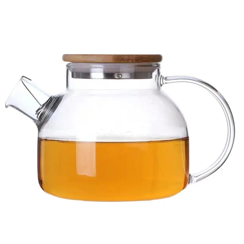 Teiera di vetro all'ingrosso con infusore brocca di acqua di vetro di grande capacità con coperchio teiera di vetro bollitore per tè a foglia sciolta
