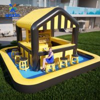 Bar de piscine gonflable Aqua Party personnalisé, design gratuit, matériau PVC, taille 5x4m, respectueux de l'environnement, marque ANXIN, modèle AX2024PB-1