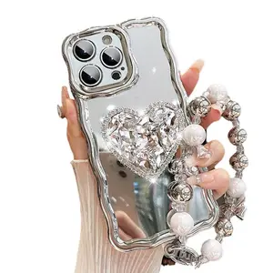 Apple 14promax Mobile Phone Case Advanced Love Rhinestone Stand 13 Bracelet 12/11 Protective Case