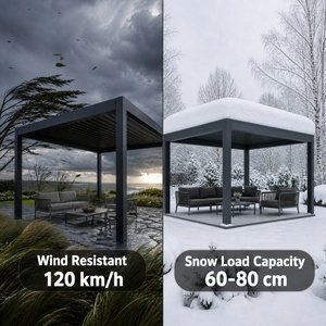 Pergola extérieure en aluminium avec toit à lames orientables, drainage imperméable, terrasse, jardin, <span class=keywords><strong>restaurant</strong></span>, sur mesure - Product Image 5