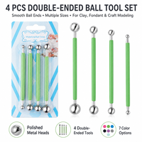 Ensemble de 4 outils de modelage à bille pour pâte polymère et poterie, 8 tailles de billes en acier inoxydable, 7 options de couleurs OEM