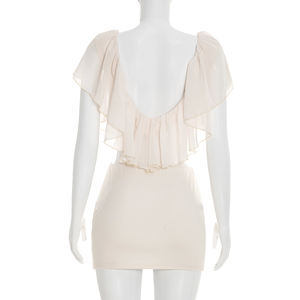 Viviblook Y26ST072 Traje de Mujer para Verano, Nuevo Conjunto Sexy de Dos Piezas con Top Corto de Encaje con Escote en V y Espalda Descubierta, Minifalda Informal para Vacaciones - Product Image 5