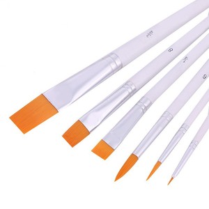 Lot de 6 <span class=keywords><strong>pinceaux</strong></span> de peinture à l'huile transfrontaliers, poils en nylon, manches blancs, viroles dorées, pour <span class=keywords><strong>aquarelle</strong></span> et acrylique, TZ08 Chine - Product Image 4