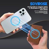 Dompet Kartu Geser Magnetik Kulit PU RFID Pria Portabel, Tempat Kartu Logam Aluminium MagSafe Tipis untuk iPhone