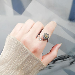 Hot Selling Anxiety <b>Ring</b> Fidget Claw Set Cubic Zirconia Vintage Eco-friendly Copper Flower Unisex Jewelry With Customized <b>Names</b> - Product Image 2