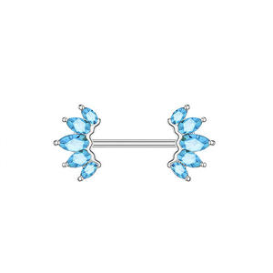 Joyas para <span class=keywords><strong>Piercing</strong></span> de Barra de Pezón de Acero Inoxidable con Diseño de Flor de 5 Circonitas para Compromiso, Boda y Regalo - Product Image 6