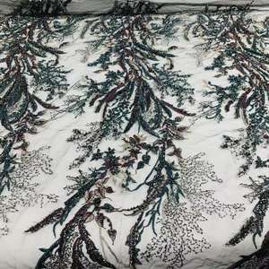 신부용 고급 비즈 레이스 원단, 수공예 비즈 레이스 원단, 고급 광택 레이스 원단, 네트 튤 레이스 원단 - Product Image 6