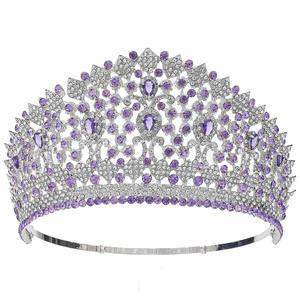 Diadèmes de mariée en alliage et cristal de grande taille à la mode avec taille personnalisable pour les occasions de mariage et de fête - Product Image 5