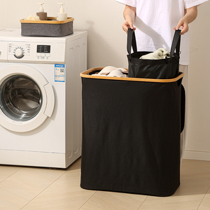Indoor Storage Basket Collecting Glass <strong>Paper</strong> Plastic Bottles Bamboo Recycle <strong>Bin</strong> - Product Image 5