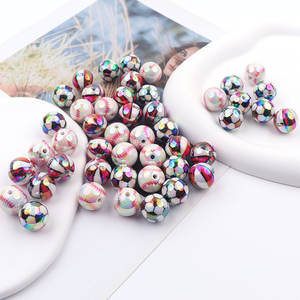 <b>Acrylic</b> Loose <b>Beads</b> Wholesale 16MM UV Plated Football <b>Acrylic</b> Loose <b>Beads</b> for Jewelry Making - Product Image 3