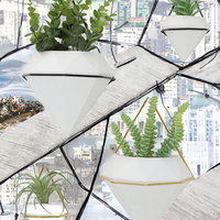Étagère verticale minimaliste en céramique émaillée et métal, pot suspendu mural en blanc et noir pour la maison, le jardin et le balcon