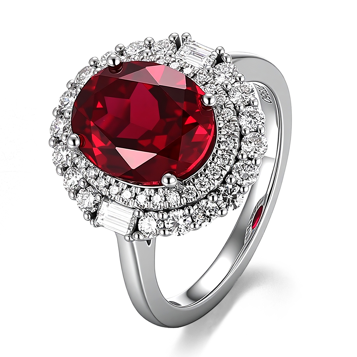 แหวนอัญมณีจากห้องปฏิบัติการทองคำแท้ 18k