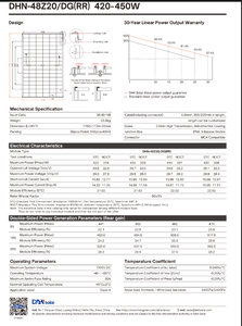 แผงโซลาร์เซลล์ DAH Solar 420W แบบสองหน้า TOPCon กระจกตาข่ายสีแดงเต็มแผ่น สายยาว 1 เมตร จัดส่งรวดเร็ว - Product Image 3