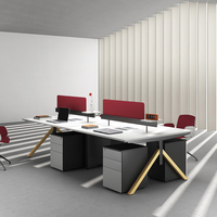Ensemble de bureau et chaises modulaires en bois modernes pour écrans d'ordinateur
