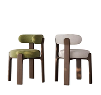 Chaise de salle à manger moderne minimaliste italienne, pieds en bois massif, dossier en tissu, coussin d'assise moelleux, convient pour salon, hôtel, noyer
