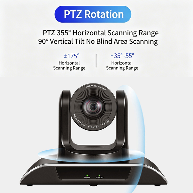 1080P AI Auto Tracking PTZ Camera - 3X Zoom 103° Wide Angle for Church Live/Video