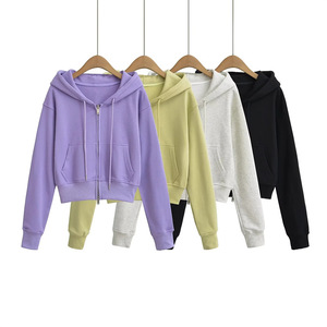 Felpe con cappuccio tagliate personalizzate donna Pullover in pile di cotone bianco da donna felpa con cappuccio da donna - Product Image 1