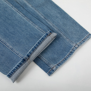 Vaqueros de mujer de cintura alta, corte barril, pierna curva, lavado azul medio vintage, con efecto desgastado, holgados, estilo Y2K, <span class=keywords><strong>streetwear</strong></span>, venta al por mayor, en stock - Product Image 5