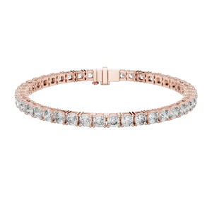 Women Jewelry Hip Hop Real Solid 14k <b>Rose</b> <b>Gold</b> Lab Grown Princess Cut Diamond Tennis Chain Bracelet - Product Image 1