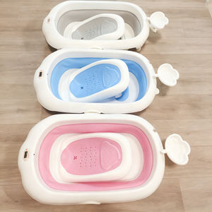 Douche de sécurité en plastique pliable, <span class=keywords><strong>baignoire</strong></span> pour bébé, <span class=keywords><strong>baignoire</strong></span> pour nouveau-né sensible à la température <span class=keywords><strong>avec</strong></span> support de bain pour bébé au toucher doux - Product Image 1