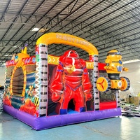 Château gonflable commercial compact avec toboggan pour événements et locations de fêtes pour enfants