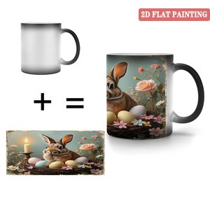 Tasse à base stable anti-déversement 11oz en céramique noire givrée, sensible à la chaleur, pour sublimation - Product Image 4