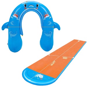 Toboggan aquatique gonflable en forme de dauphin de 5 m, tapis de jeu aquatique extérieur avec fonction de pulvérisation pour enfants - Product Image 5