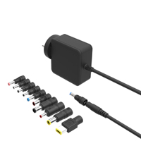 Chargeur mural universel pour ordinateur portable GaN Tech CE FCC 65W avec adaptateur secteur interchangeable US AU, service de logo et d'emballage personnalisés