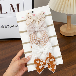 Bébé fille personnalisé artisanat Mini <span class=keywords><strong>Fable</strong></span> arcs bandeau enfant en bas âge filles doux fleur broderie coton élastique Nylon bandeau de cheveux - Product Image 1