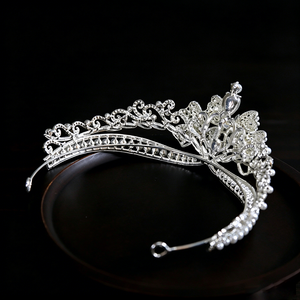 Tiara de Novia con Perlas Barrocas, Corona de Cristal con <span class=keywords><strong>Flores</strong></span>, Corona de Boda con Pedrería, Diadema de Princesa, Joyería <span class=keywords><strong>para</strong></span> el Cabello de la Novia - Product Image 6