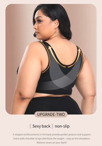 Sexy Plus <span class=keywords><strong>Size</strong></span> Push-Up-BH für Damen Nahtloses Design Front verschluss Volle Abdeckung Deep Cup <span class=keywords><strong>XXL</strong></span> XXXL 4XL 5XL Solid Bestickt - Product Image 2