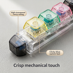 5-Key Transparent PC Fidget Keychain Mechanical Clicker Stress Relief Toy <b>Light</b> up Bag <b>Pendant</b> for Anxiety - Product Image 1