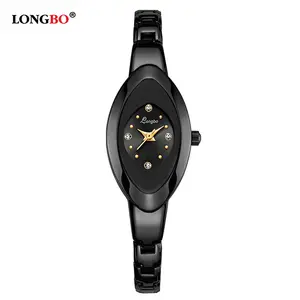 LONGBO. 80460 mujeres elegante pulsera de cuarzo reloj de pulsera Oval Dial analógico pantalla reloj de acero inoxidable de estudiante de pulsera de cuarzo