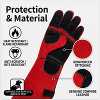 Gants de manipulation des animaux en cuir de vachette robuste Seeway, résistants aux morsures, à long manchon, pour la manipulation des reptiles et des oiseaux de proie