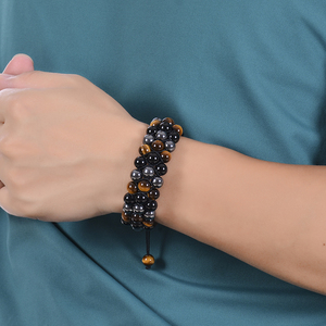 Triple Protection <b>Bracelet</b> for Men Women Pure Handmade 8mm Natural Tiger Eye Obsidian Hematite Healing <b>Crystal</b> <b>Bracelet</b> - Product Image 4