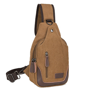 새로운 유행 빈티지 패션 튼튼한 지퍼 폐쇄 남성 야외 여행 캔버스 슬링 숄더 백 크로스 바디 가슴 가방 - Product Image 2