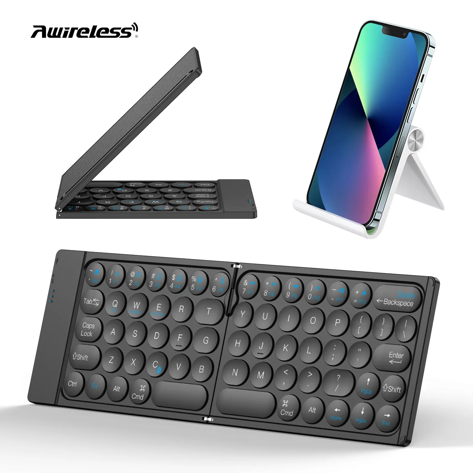 Awireless Computer Accessories Mini Portable Wireless Folding Key board For Win Ios Android Tablet Notebook