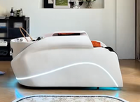 Lit de lavage de cheveux électrique avec massage et lumière LED bleue pour salon de coiffure et soins du cuir chevelu