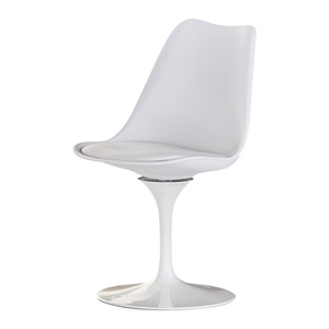 Sedia da Pranzo Girevole Contemporanea con Seduta Imbottita, <span class=keywords><strong>Design</strong></span> Tulipano in Plastica, Gambe in Metallo Bianco - Product Image 1