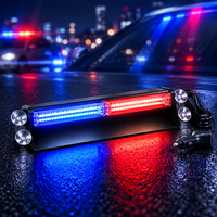 Feu de signalisation d'urgence LED COB bleu 12V-24V pour pare-brise de voiture, clignotant stroboscopique pour rénovation/amélioration