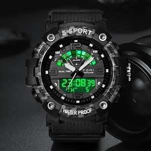 นาฬิกาข้อมือดิจิตอลกันน้ำ <span class=keywords><strong>LED</strong></span> รุ่นใหม่ <span class=keywords><strong>TOMI</strong></span> 233 สำหรับผู้ชาย นาฬิกาอิเล็กทรอนิกส์ฟิตเนสอเนกประสงค์ นาฬิกาสปอร์ต ของขวัญสำหรับเด็ก - Product Image 1