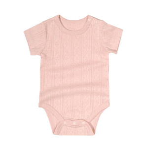 Combinaison <span class=keywords><strong>bébé</strong></span> en <span class=keywords><strong>tricot</strong></span> pointelle à manches courtes, respirante, en coton uni, vêtements pour nouveau-né - Product Image 2